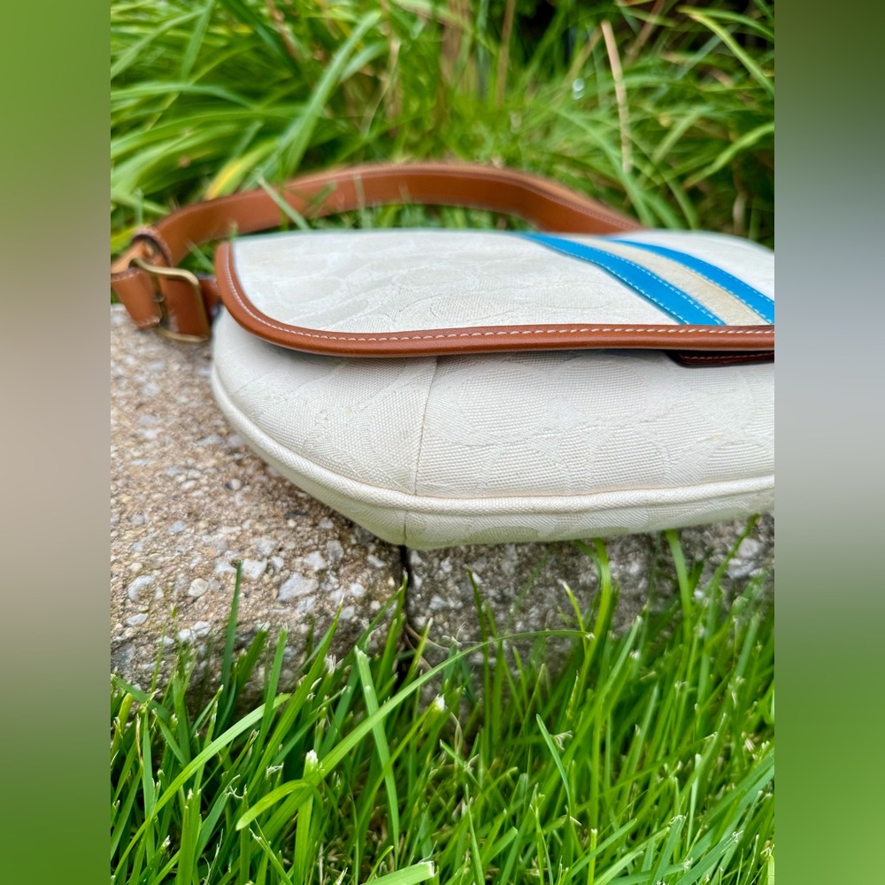 Vintage Coach Saddle Bag Suede Stripe Y2K 2004 - Picture 8 of 11
